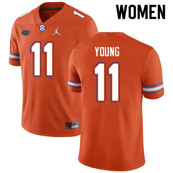 Women #11 Jordan Young Florida Gators College Football Jerseys Sale-Orange
